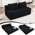 GNIXUU Fold Out Couch 3-in-1 Convertible Futon Sofa Bed with 2 Pillows Corduroy Foldable Floor Chair Boneless Loveseat Couches for Living Room Bedroom Small Spaces Black
