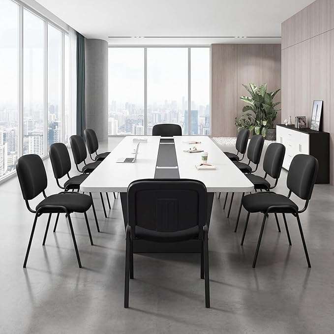 Stackable Mesh Office Chairs Set of 5 Armless Conference Room Chairs No Wheels Waiting Room Guest Chairs with Metal Frame for Reception Training Meeting Event Black