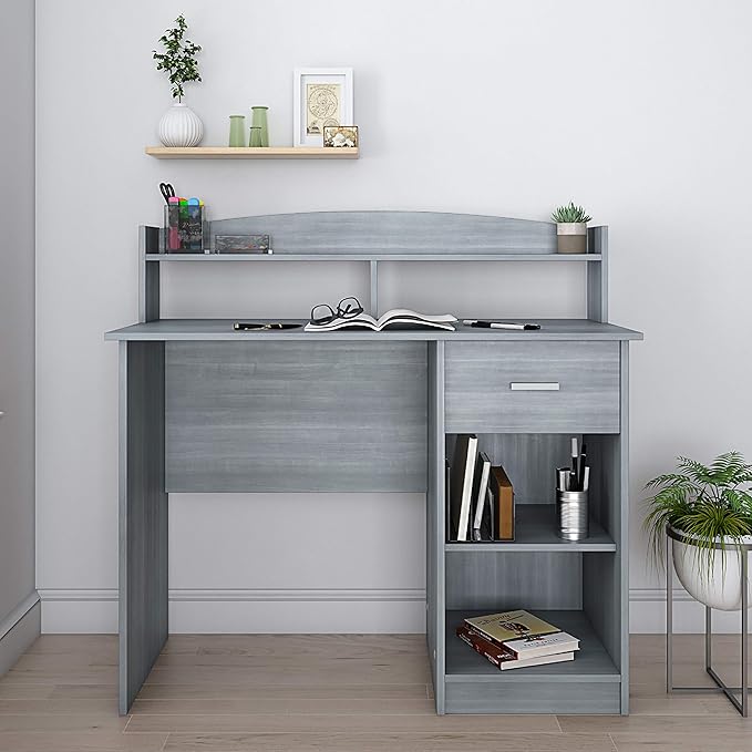 Techni Mobili Modern Office Hutch Writing Desk Grey