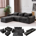 105” Modular Sectional Sofa Convertible Sofa BedTransforms into Single or Double Sofa Chenille Fabric Cloud SofaModern Soft Boneless Comfort No Assembly Required Black