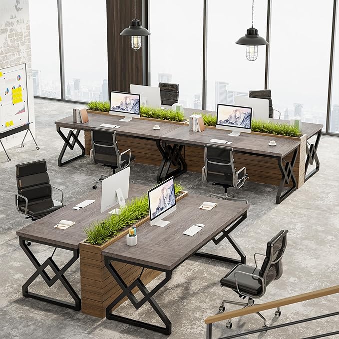 Tribesigns 63 Inch Executive Desk Large Office Computer Desk with Extra Thick Wooden Tabletop and Metal Frame Modern Simple Workstation Writing Table Study Desk for Home Office Gray