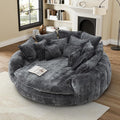 81 Round Sofa Bed Big Bean Bag Round Chaise Lounge Oversized Round Couch Boneless Reading Chair Plush Fluffy Chenille Large Chaise Chair for Living Room Bedroom Apartment Dark Gray
