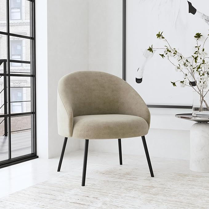 Homepop Home Decor | Upholstered Modern Accent Chair | Accent Chairs for Living Room &amp Bedroom | Decorative Home Furniture Taupe Velvet