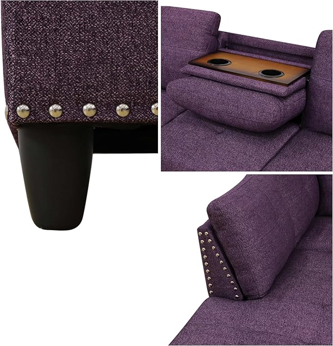 L-Shaped Sectional Sofa Modern Sectional Couches Home Sofas for Living Room with Movable Chaise Modular Living Room Sets Furniture for Apartment Bedroom &amp Office Purple