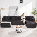 HOMREST 131 Boneless Memory Foam Sofa with Chaise Lounge Comfy Corduroy Deep Seat Modular Sectional Couch Large U-Shaped Floor Sofa for Living Room &amp Apartment No Assembly Required Black
