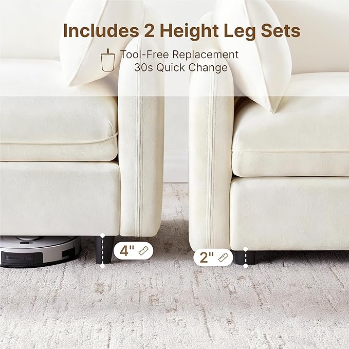 147 Cloud Sectional Couches for Living RoomU Shaped Oversized Modular Modern Linen Sofa with 2 Movable Ottoman6 Deep Seat with 2 Throw PillowsWarm White