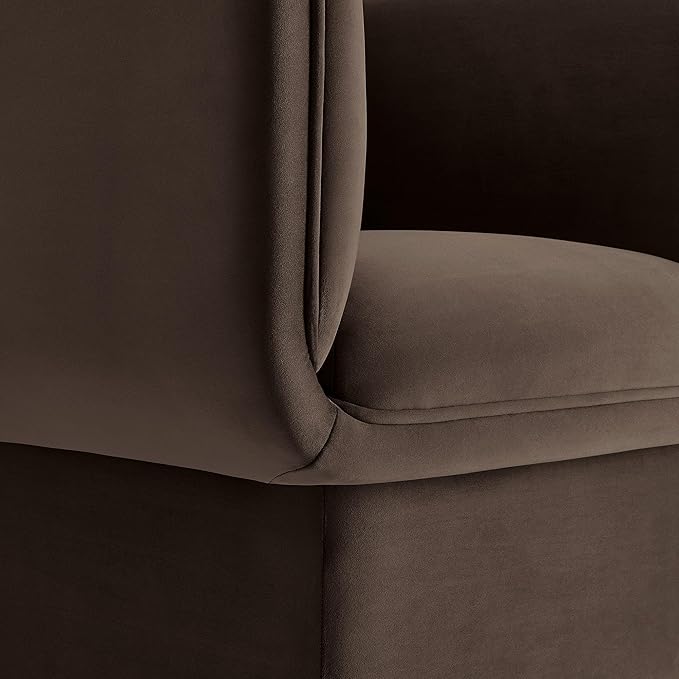 Modway Tate Performance Velvet Accent Chair in Chocolate Brown - Upholstered Club Chair - Modern Barrel Armchair - Comfy Reading Leisure Chair for Living Room Bedroom Office