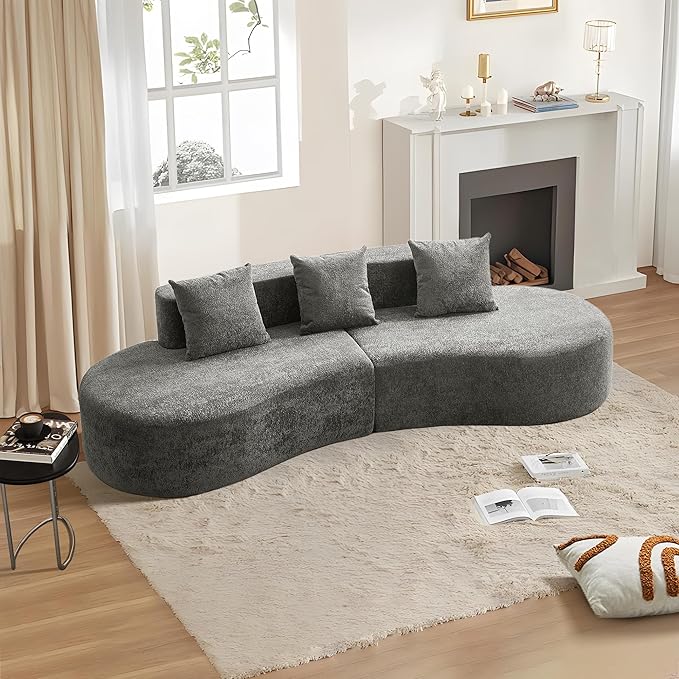 109 Modern Curved Sofa Raindrop Velvet Fabric 5 Seater Curved Shaped Sectional Couch for Living Room Bedroom Office No Assembly