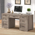 Vabches Farmhouse Executive Desk with File Drawer Home Office Desk with Ample Storage Rustic Office Desk with Spacious Tabletop for Work Grey