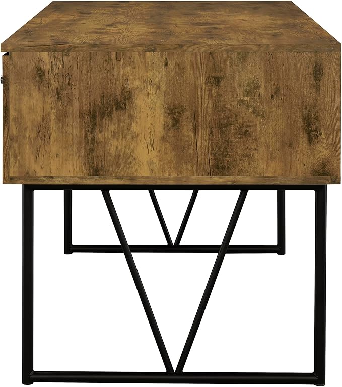 Coaster Home Furnishings Analiese Rustic 63-Inch 4-Drawer Home Office Computer Writing Desk Study Table with Storage Engineered Eco-Friendly Wood Look Laminate Sturdy Steel Base Rustic Nutmeg 800999