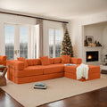 108 W Corduroy Modular Cloud Couch with Fixed-Shape Frame Oversized L-Shaped Sectional Sleeper Sofa Bed with Pull Out Bed No Assembly Modern Floor Boneless Couch for Living Room (Orange)