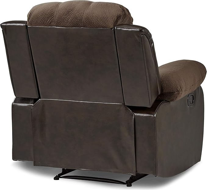 Lexicon Baluze Faux Leather Wall Hugger Recliner Chair for Living Room Office RV - High-Density Foam Sturdy Solid Wood Frame - Chairs Living Room Recliners for Small Spaces - Brown Shades
