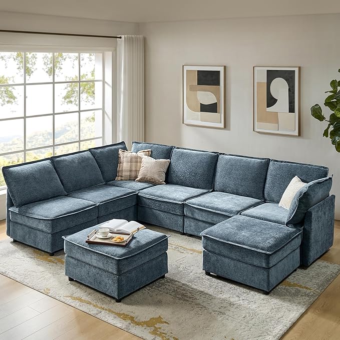 HULALA HOME 8 High Legs for Sectional Sofa Couch Walnut