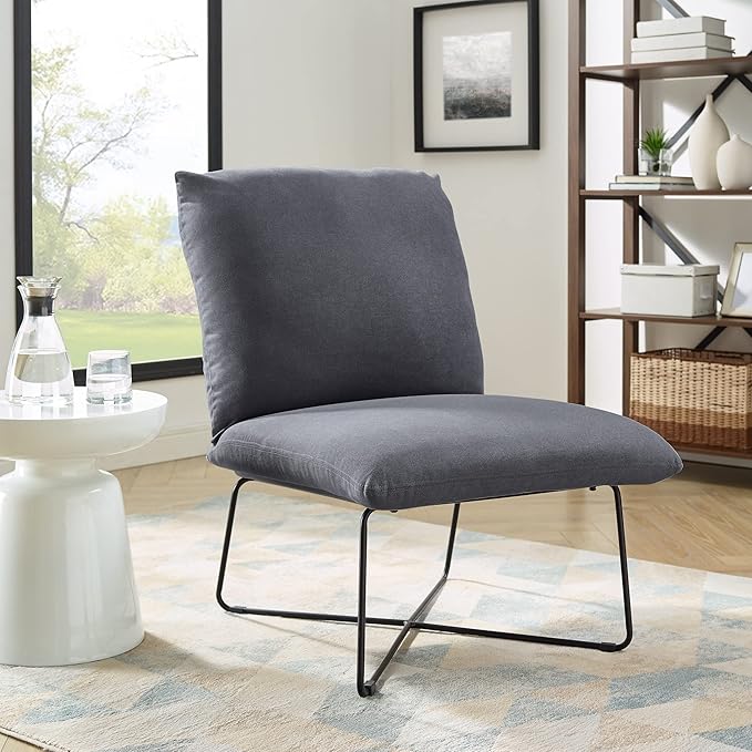 Classic Brands Eternity Upholstered Armless Accent Chair Dark Grey| Mid-Century Modern | Ergonomic