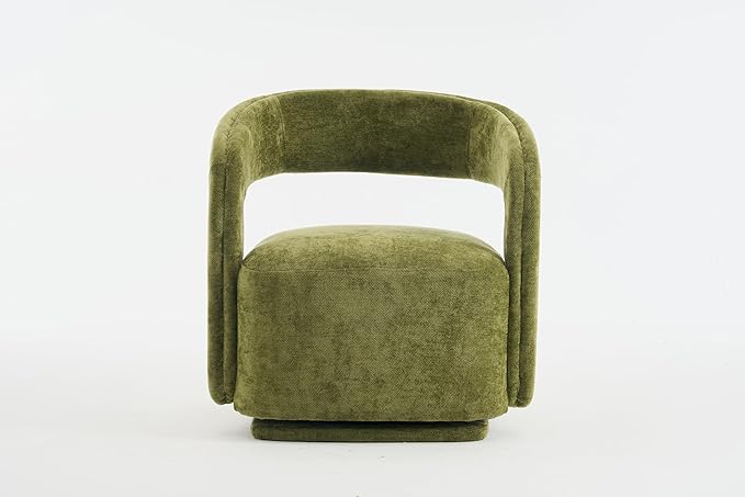 KEIKI Swivel Accent Chair Modern Barrel Chair for Lounge/Balcony 360° Rotation Ergonomic Design Easy Assembly Comfy Chenille Fabric