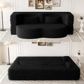 2 in 1 Folding Floor Couch Sofa Bed with 2 Pillows Teddy Fabric Foam-Filled Convertible Sleeper Sofa Full Mattress for Living Room Guestroom No AssemblyBlack Required Sofa Bed