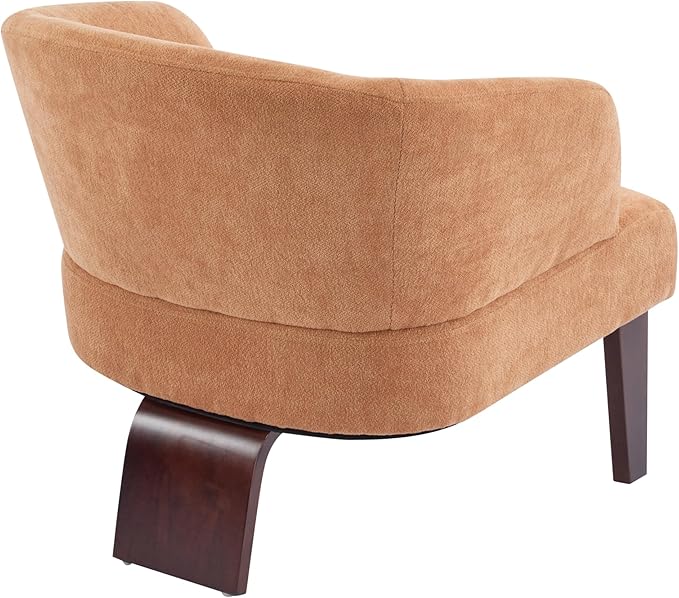 Christopher Knight Home Ashby Mid-Century Modern Fabric Accent Chair Living Room Solid Wood Lounge Chair Bedroom Soft Cushion Comfy Reading Chair Home Office Sofa Barrel Armchair Light Orange