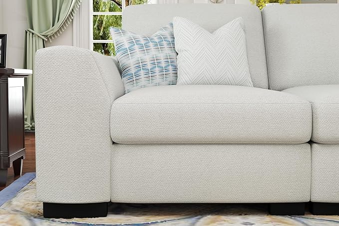 Youmumeub Oversized Modular Sectional Couch with 4 Lumbar Pillows L Shaped Couches for Living Room 130 4 Seater Sofas with Storage Ottoman U Shaped Sofa Beige
