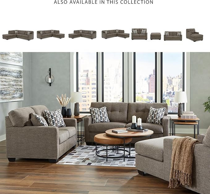 Signature Design by Ashley Mahoney Contemporary 2-in-1 Tufted Sofa Sleeper with Folding Gel Memory Foam Mattress Full Dark Brown