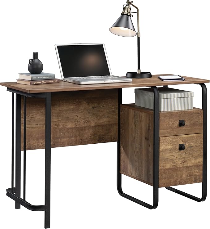 Sauder Station House Single Pedestal Desk Etched Oak Finish
