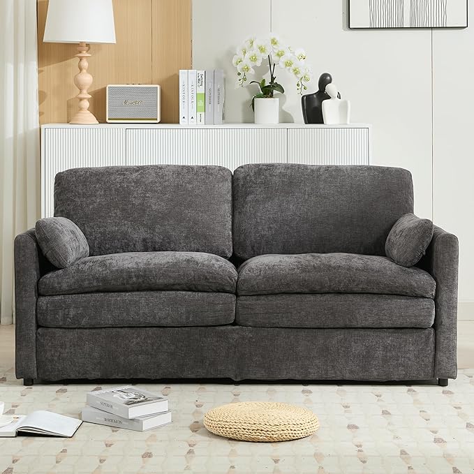 Harper &amp Bright Designs Chenille Fabric Upholstered Sofa Oversized Comfy Cloud Loveseat Sofa Couch Double Plush Cushion for Living Room