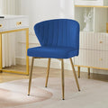 Velvet Vanity Chair Modern Makeup Chair with Back Golden Legs Small Cute Accent Chair for Vanity Living Room Bedroom Navy