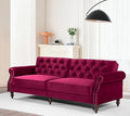 Legend Vansen 87.8 inchs Convertible Velvet Bed Sleeper Futon Sofas Wine Red