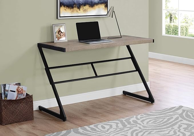 Penau Computer Desk for Home Office Chic Modern Design with Z-Shaped Black Metal Base 48in Surface Space Compact Size