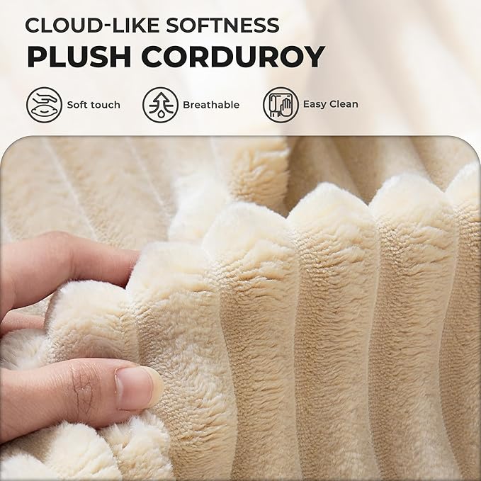 Oversized Chaise Lounge Sofa Indoor - 80 Cloud Sectional Couch Sofa BedLuxury Deep Seat Plush Corduroy Lounge Chair Sleeper Sofa for Living Room Bedroom (Beige2PCS)