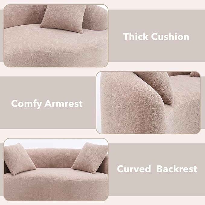 67 Modular Sectional Loveseat Sofa Chenille Upholstered Cloud Couch with S-Shaped Cushion Boneless Couch Sleeper Deep Seat Sofa with Throw Pillows for Living Room (Beige) | Chenille Comfortable