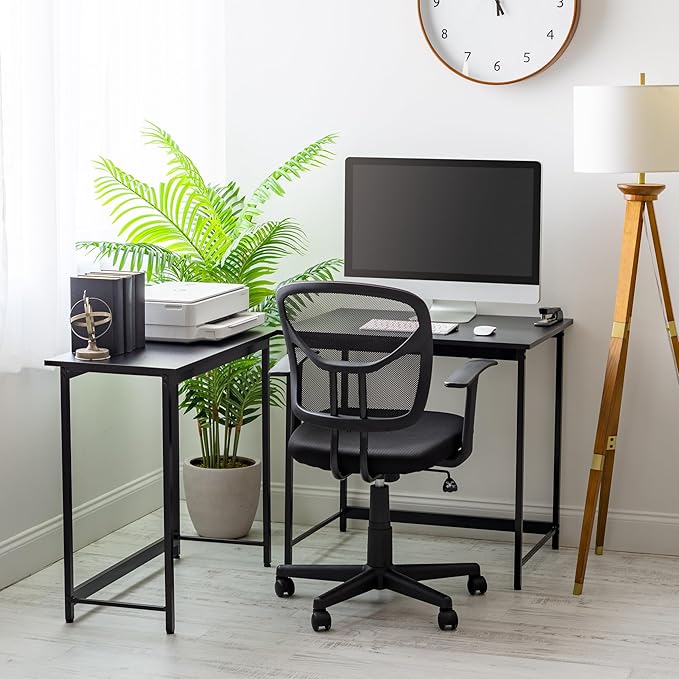 IRIS USA Inc. 32 Inch Modern Laptop and Computer Desk Office Table for Home Office Water and Scratch Resistant Surface Gaming Desk Easy to Assemble Black Desk