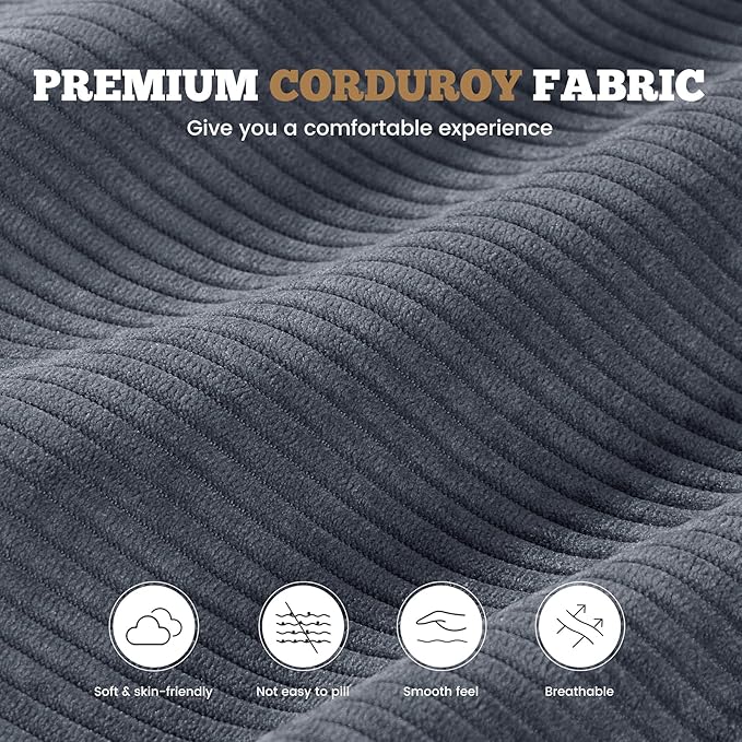 112 Modular Sectional Sofa for Living Room Convertible L-Shape Couch with OttomanCloud Boneless Couch with Layered CushionGary Corduroy