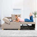 SEJOV Sofa Bed Chair 4-in-1 Convertible Chair Bed 3-Seat Linen Fabric loveseat Sofa with 2 Throw Pillow Single Recliner for Small Space with 5 Adjustable Backrest Brown Grey