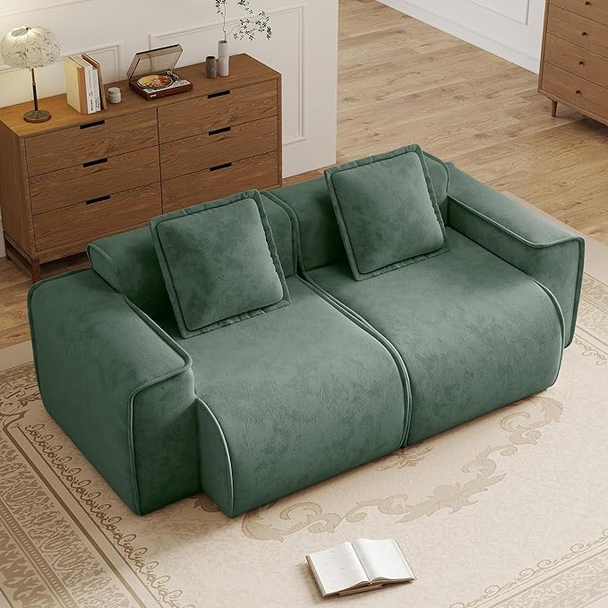 KEIKI 2Seat Modular Boneless Velvet Sofa Couch for Garden Home Home Office Style Conscious Nature Lovers Cozy Warm Perfect for Entertaining Relaxation Classic Refined Premium Design
