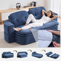 Kuahisoofa 78 Memory Foam Convertible Sofa Bed with Built-in Quilt Foldable Floor Couch Sleeper for Guests Room &amp Living Room Boneless Futon Cloud Sofa for Small Spaces Blue