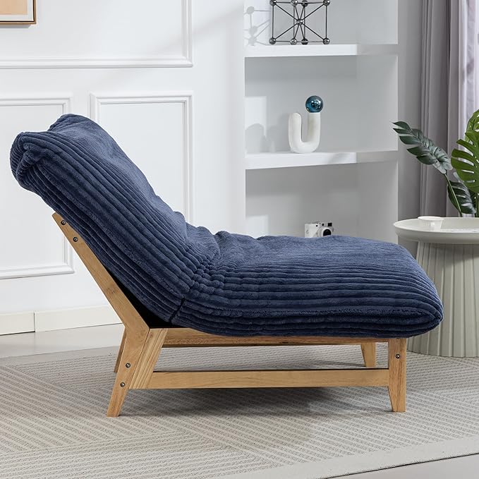 KEIKI Large Bean Bag Chair Adults Kids Comfy Corduroy Small Couch with Wood Frame Big Accent Beanbag Lounge Chairs Indoor Lazy Cozy Floor Sofa Couches for Living Room Reading Easy Assembly Blue