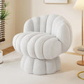 Mid Century Modern 360 Degree Barrel Swivel Accent Vanity ChairFluffy Sherpa Fabric Lounge Wide Upholstered Pumpkin Reading Chair Round Cloud Armchair for Living RoomBedroomVanity(Beige)
