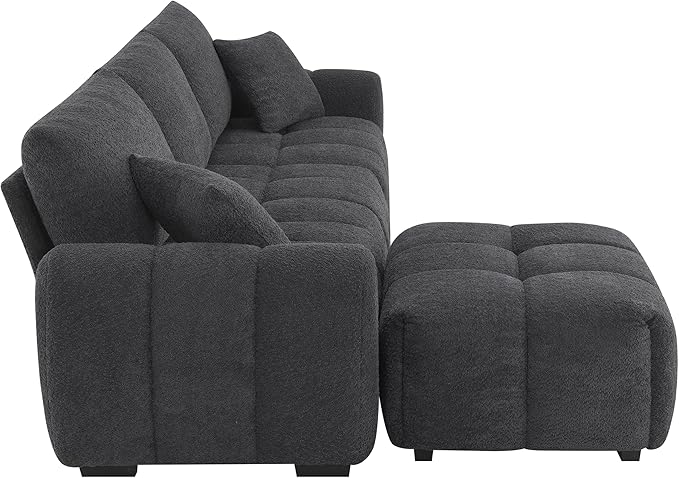Oversized Modular Sectional SofaGifts for Women MenL Shaped Sectional Couches for Apartment110 inch 4 Seat Modular Couch with Movable OttomanBoucleBlack