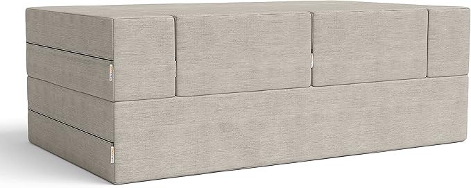 Jaxx Zipline Convertible Sleeper Loveseat &amp Ottomans Textured Microvelvet - Dove Grey