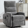 Swivel Recliner with Heat and Massage Rocker Recliner Chair for Living RoomGlider Recliner Nursery Chair with Black Metal Base/Adjustable Backrest and Footrest (Fabric Grey2)