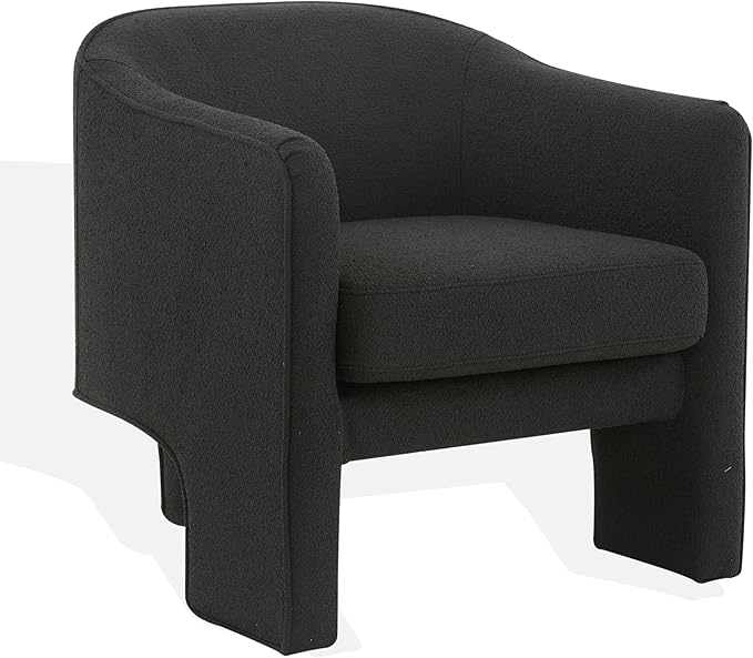 SAFAVIEH Couture Collection Londyn Glam Black Boucle Accent Chair for Living Room Home Office Study Bedroom (Fully Assembled)