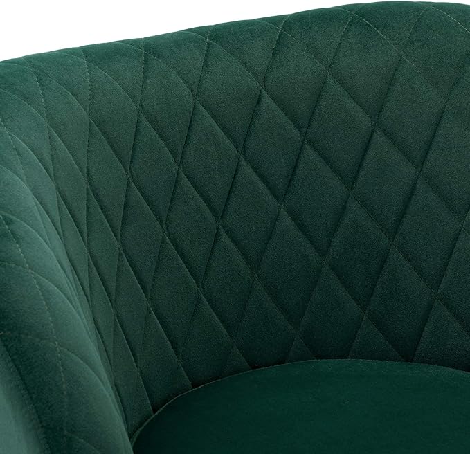 DUHOME Velvet Accent Chair with Barrel Backrest Upholstered Armchair Single Sofa for Living Room Bedroom Dining Room Dark Green