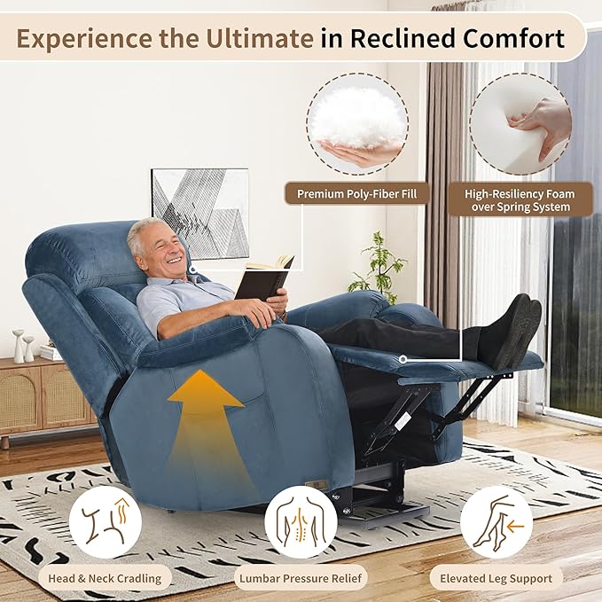 Power Lift Chair Recliners for Elderly Modern Adult Power Lift Recliner Velvet Upholstery Electric Lift Chair Recliner with Remote Side Pocket for Living Room