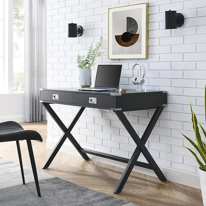 Computer Desk with StorageSolid Wood Desk with Drawers Modern Study Table for Home OfficeSmall WritingCombining Work and StudySimple StyleWhite (Black)
