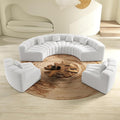 Oversized Curved Sofa 6 Seater Modular Velvet Cloud Couch Modern Boneless Sectional Couches for Living Room No Assembly Required White 1PC