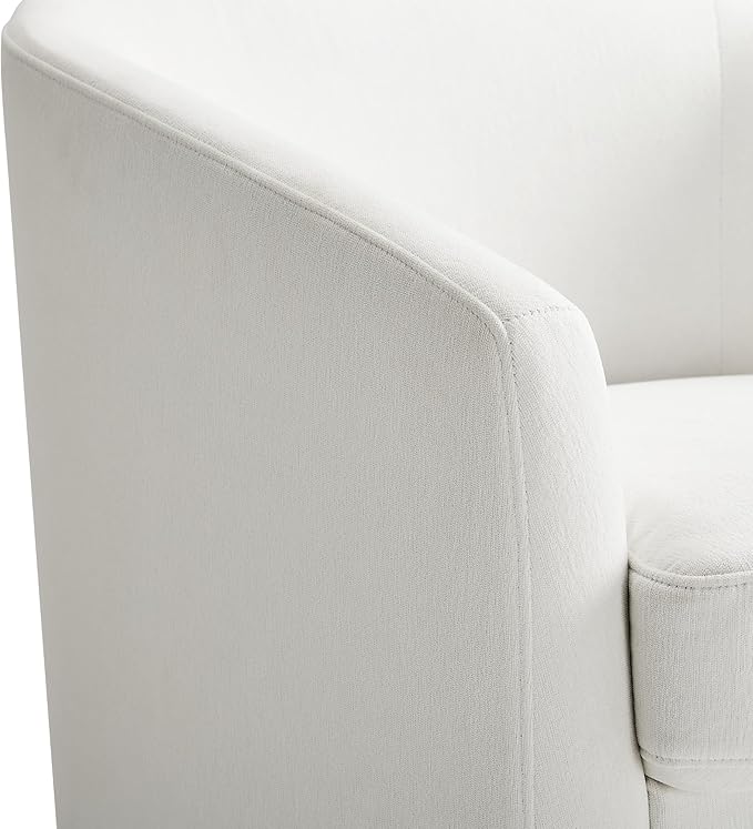 Swivel Barrel Accent Chair Round Chenille Fabric Living Room Arm Chairs Modern Upholstered Comfty Reading Nook Chairs for Bedroom Small Club Armchair Single Sofa Side Chair White