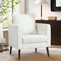 Comfy Accent Chair for Living Room Modern Fabric Upholstered Armchair with Solid Wood Legs Supportive Back Cushions and Easy Assembly White