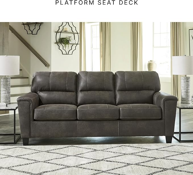 Signature Design by Ashley Navi Faux Leather Modern Sofa Gray
