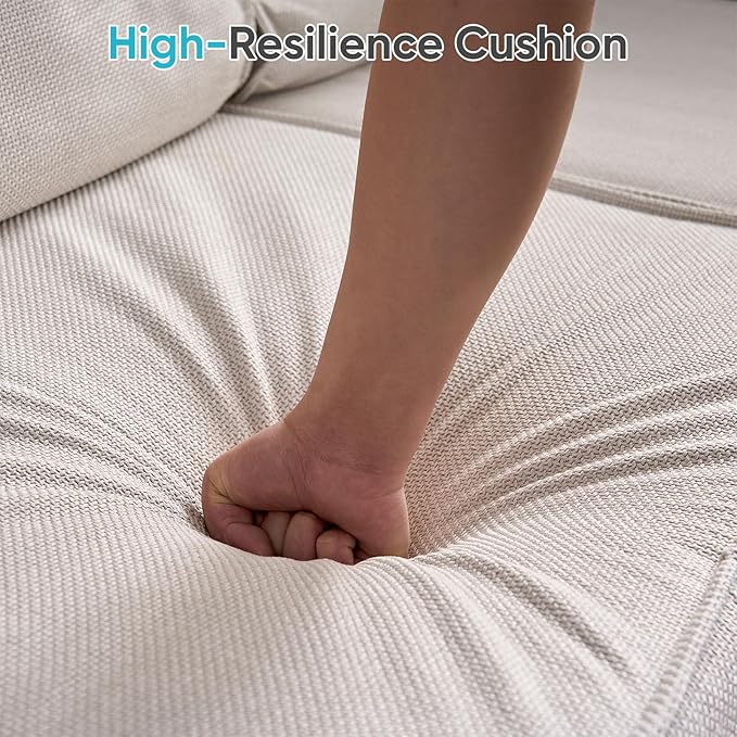 CECER Modular Sectional Sofa U Shaped Convertible Couch Sofa with Reversible Chaises Queen Sleeper Sofa Modular Oversized Sofa Couches for Living Room (Beige)