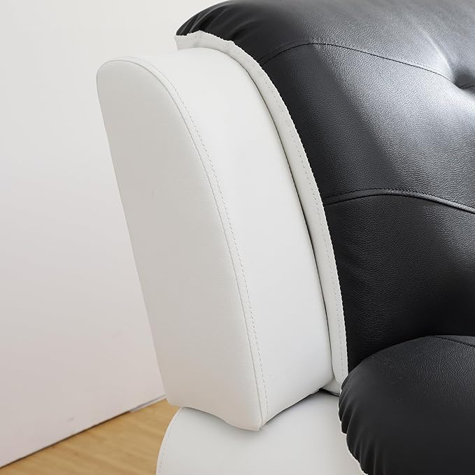 Living Room Furniture Sets 3 Piece Faux Leather Sofa Set White and Black Couch Set for Home Apartment Office(Loveseat)
